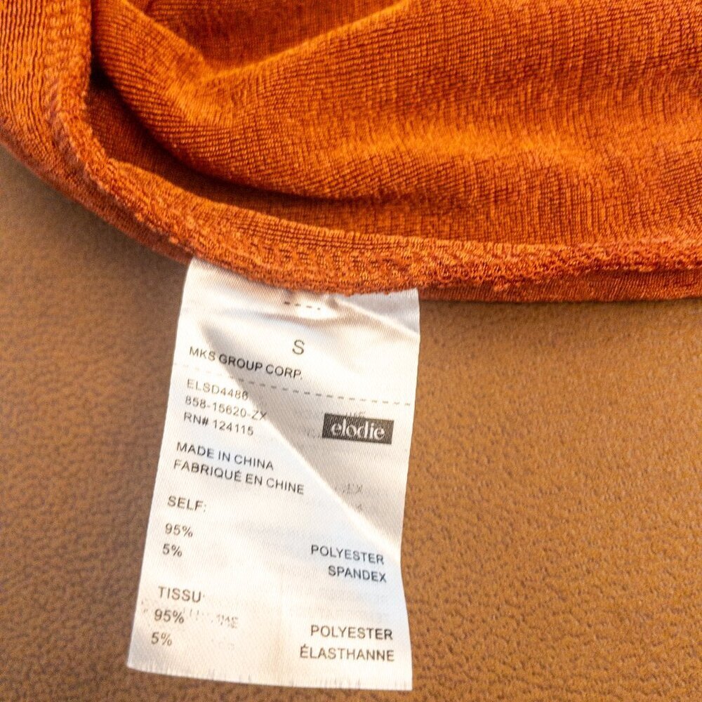 Elodie Rust Knit Bodycon Dress Strappy Back Twist Front Mini Small - Picture 5 of 5